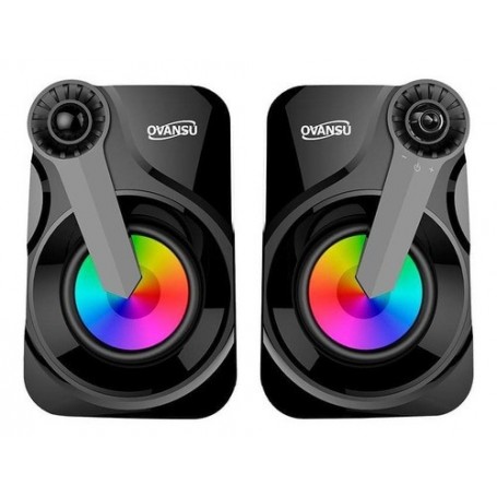 Parlantes 2.0 Usb Para Pc Ovansu Ospau42 Luces Rgb Retroiluminados