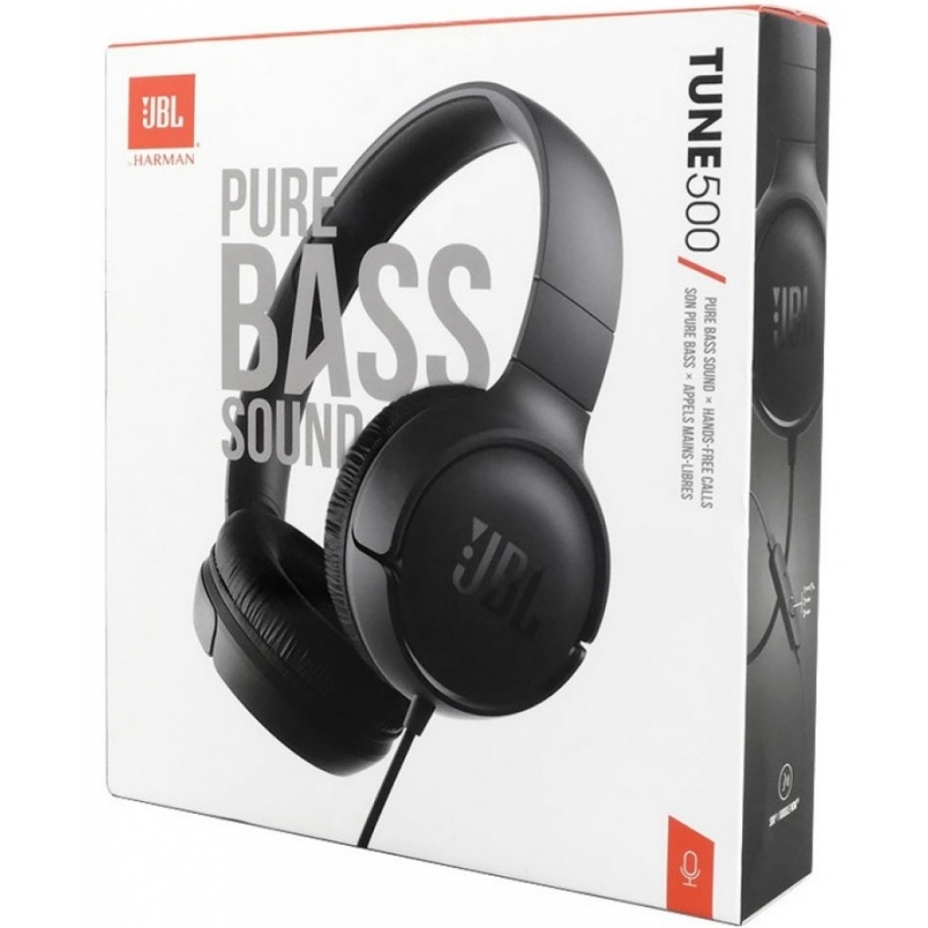 Auricular Jbl T500 Pure Bass Con Cable Vincha Manos Libres Black Headphones