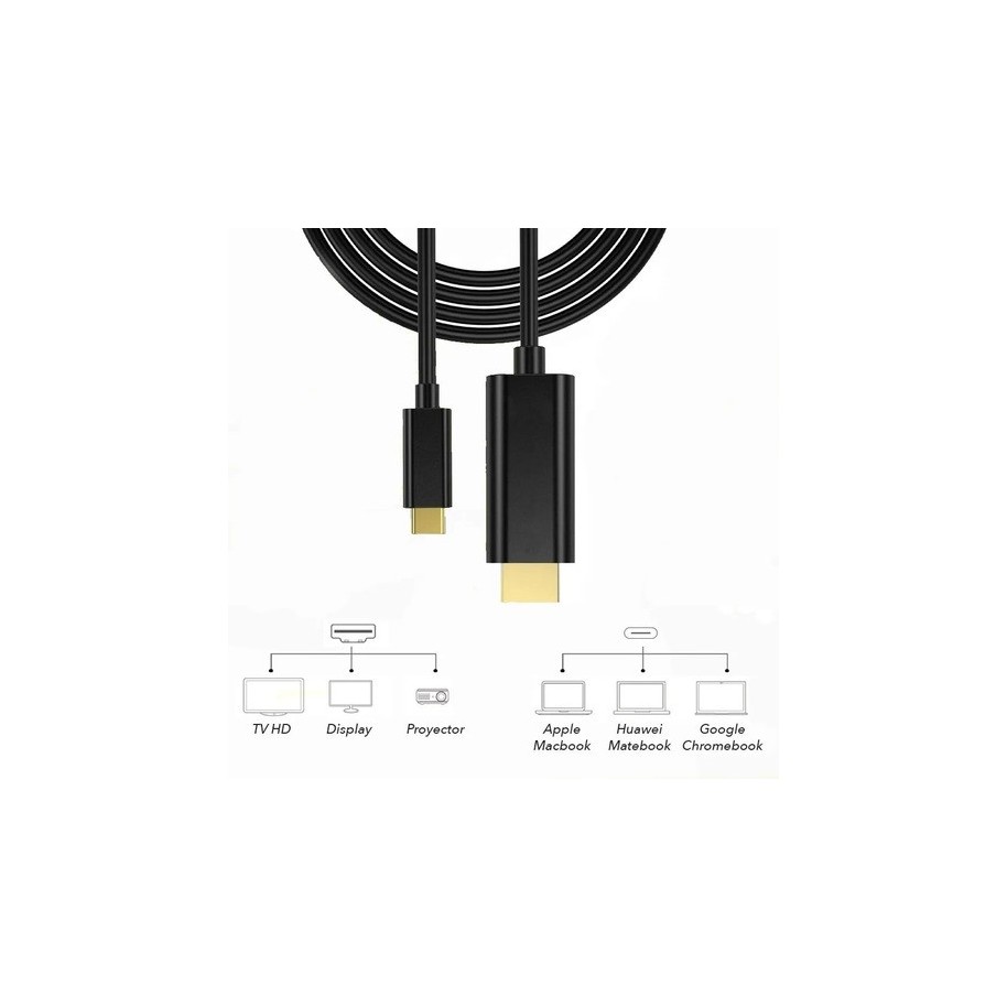 CABLE ADAPTADOR DE VIDEO DISPLAY PORT A HDMI MACHO DELTA PARA APPLE MAC  1.8mts.