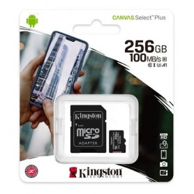 Memoria Micro SD 256GB Clase 10 Canvas Plus 100mb/s Kingston U1