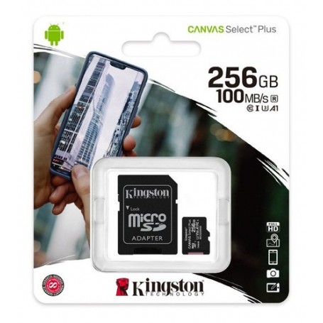 Memoria Micro Sd 256Gb Clase 10 Canvas Plus 100Mb/S Kingston U1