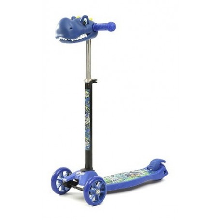 Monopatin Infantil Dinosaurio Xtreme Plegable Azul 3 Ruedas Altura Regulable 10112
