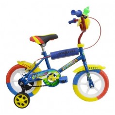 Bicicleta Forest Infantil Rodado 12 Multicolor Con Rueditas Bocina Cuadro Azul