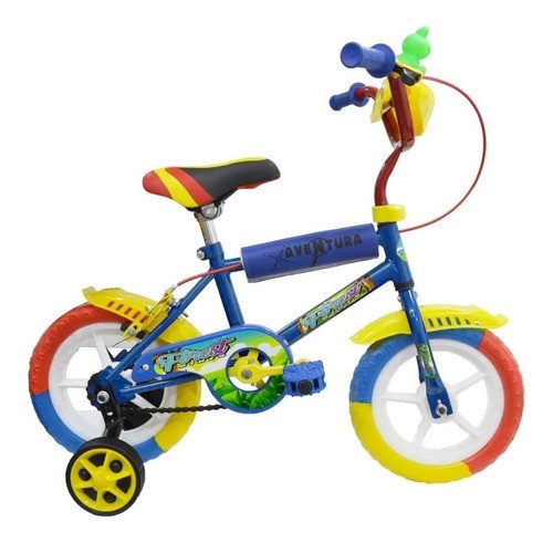 Bicicleta Forest Infantil Rodado 12 Multicolor Con Rueditas Bocina Cuadro  Azul