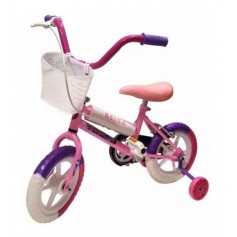 Bicicleta Infantil Rodado 12 Rosa Canasto Con Rueditas Bocina Cuadro Xs