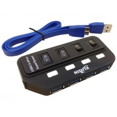 Hub Usb 3.0 Nisuta 4 Puertos 3.0 Con Switch Encendido Nsuh0431