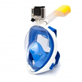 Marcara Snorkel Azul Daza Cara Full Face Soporte Gopro Antiparra Talle L Blue