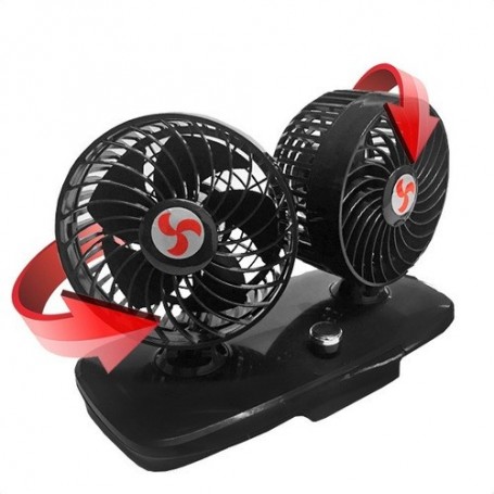 Ventilador Doble Para Auto Camioneta 12v Doble Con Base 360 Giratorio