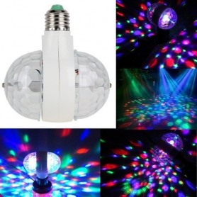 Bola Led Doble Rgb Lampara Giratoria Efecto Dj Rosca Comun Foco Giratorio