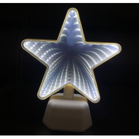 Estrella Luminosa Efecto 3D Espejo A Pilas Decoracion Led