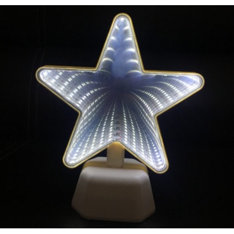 Estrella Luminosa Efecto 3D Espejo A Pilas Decoracion Led