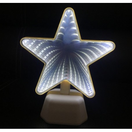 Estrella Luminosa Efecto 3D Espejo A Pilas Decoracion Led