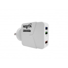 Cargador Carga Rápida Premium 6A 3 Puertos Usb Nisuta Qc3.0 Nsfu534uq