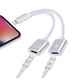 ADAPTADOR AURICULARES LIGHTNING JACK IPHONE + CARGA ALIMENTACION GLJ005