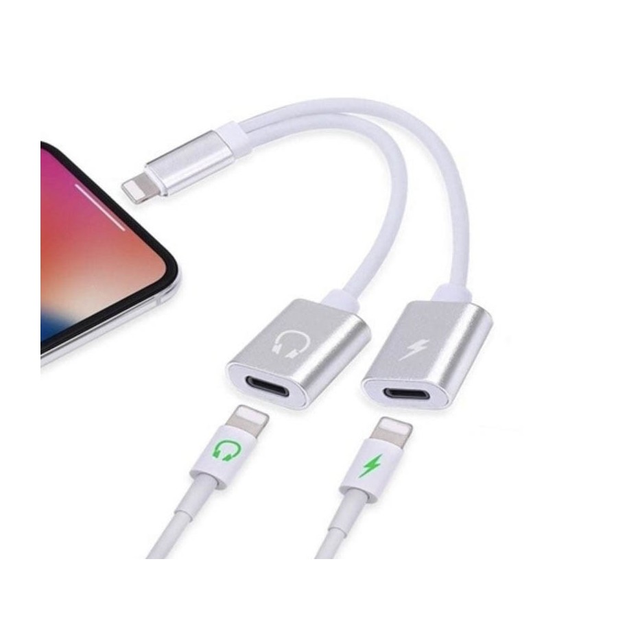 Adaptador Auriculares Lightning Jack Iphone + Carga Alimentacion Glj005