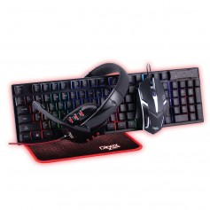 Combo Gamer Dinax 4 en 1 Teclado Retroiluminado Mouse Auricular Pad Mouse 29x24 Gaming Dxcombxt41