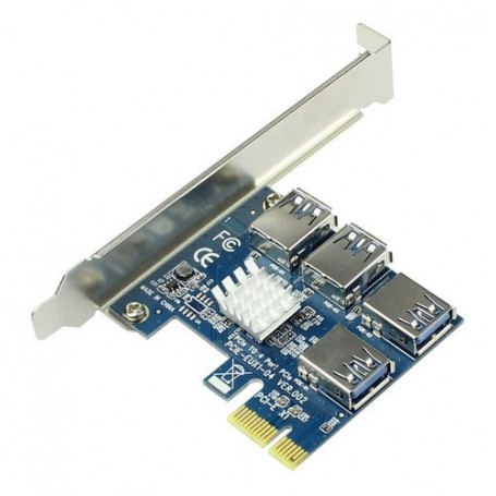 Adaptador Pci Express 1X a 4 Usb Multiplicador Riser Mineria Criptomonedas