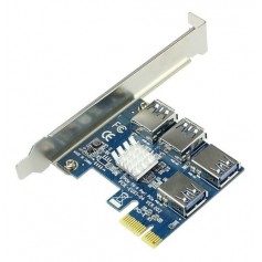 Adaptador Pci Express 1X a 4 Usb Multiplicador Riser Mineria Criptomonedas