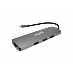 Hub Docking Usb Adaptador Nisuta Usb C Tipo C a Hdmi Usb 3.0x3 Lector De Tarjetas Red Tipo C Nsucd2