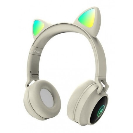 Auricular Noga Inalambrico Bluetooth Gris Con Orejas Retroiluminadas Ng-C472Bt