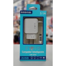 Cargador Inova Micro Usb 3.1A 2 Puertos + Cable Carga Rapida Car-2042