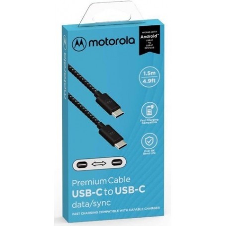Cable Motorola Original Usb-C A Usb-C Mallado En Tela 1.5mts