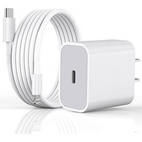 Fuente Cargador 20W + Cable USB-C A Lightning iPhone