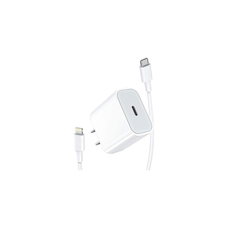 Fuente Cargador 20W + Cable USB-C A Lightning iPhone