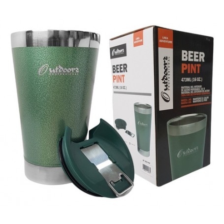 Vaso Térmico Beer Pint 473ml Outdoors Professional Mantiene Frio & Calor Con Destapador