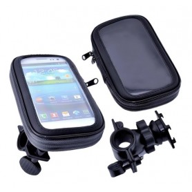 Soporte Funda Celular Bici Moto Resitente Al Clima Agarre Manubrio Bike Hasta 6.3''