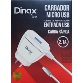 Cargador Celular Dinax Economico 2.1A Micro Usb V8 En Bolsa Prcar21v8