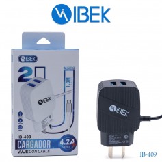 Cargador Carga Rapida Tipo C 2 USB 4.2A Ibek