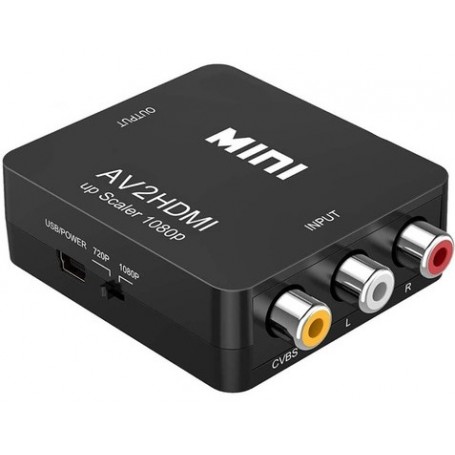 Adaptador Conversor Entrada AV RCA Salida HDMI Con Alimentación Metal