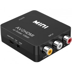 Adaptador Conversor Entrada AV RCA Salida HDMI Con Alimentación Metal