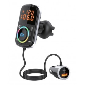 Transmisor FM Bluetooth Con USB & Usb-C Carga Rápida QC3.0 Con Luces RGB Nisuta Ns-Fm72