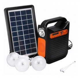 Equipo Panel Solar Con Parlante Bluetooth Lampara Linterna FM Camping 9v 3w Seisa Tyn-393bt