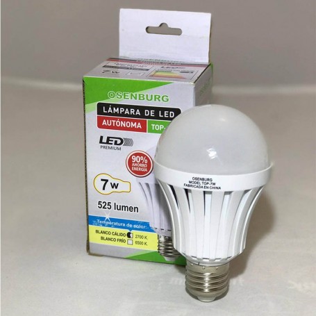 Lampara Led Autonoma Luz De Emergencia 7W E27 3 Horas Luz Calida