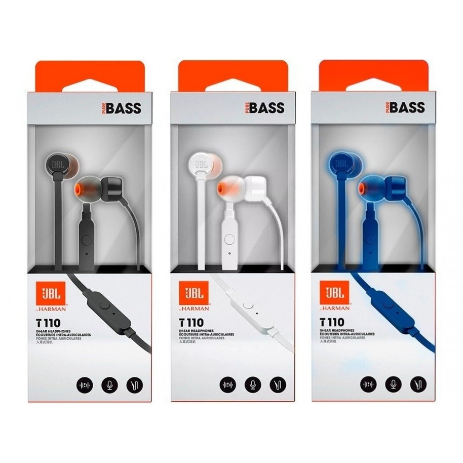 Audífonos con micrófono In Ear JBL T110 Pure Bass Originales - La