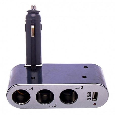 Duplicador Ficha Encendedor 12V 3 Tomas Y 1 Usb 1Amp Incar Wf-0100
