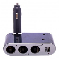 Duplicador Ficha Encendedor 12V 3 Tomas Y 1 Usb 1Amp Incar Wf-0100