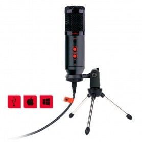 Microfono Condensador Para Pc Streaming Cardioide Anti-Pop Con Tripode Level Up Upcast