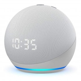 Amazon Echo Dot 4th Gen Gris with clock con asistente virtual Alexa, pantalla integrada glacier white 110V/240V