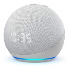 Amazon Echo Dot 4th Gen with clock White Glacier con asistente virtual Alexa, pantalla integrada glacier white 110V/240V