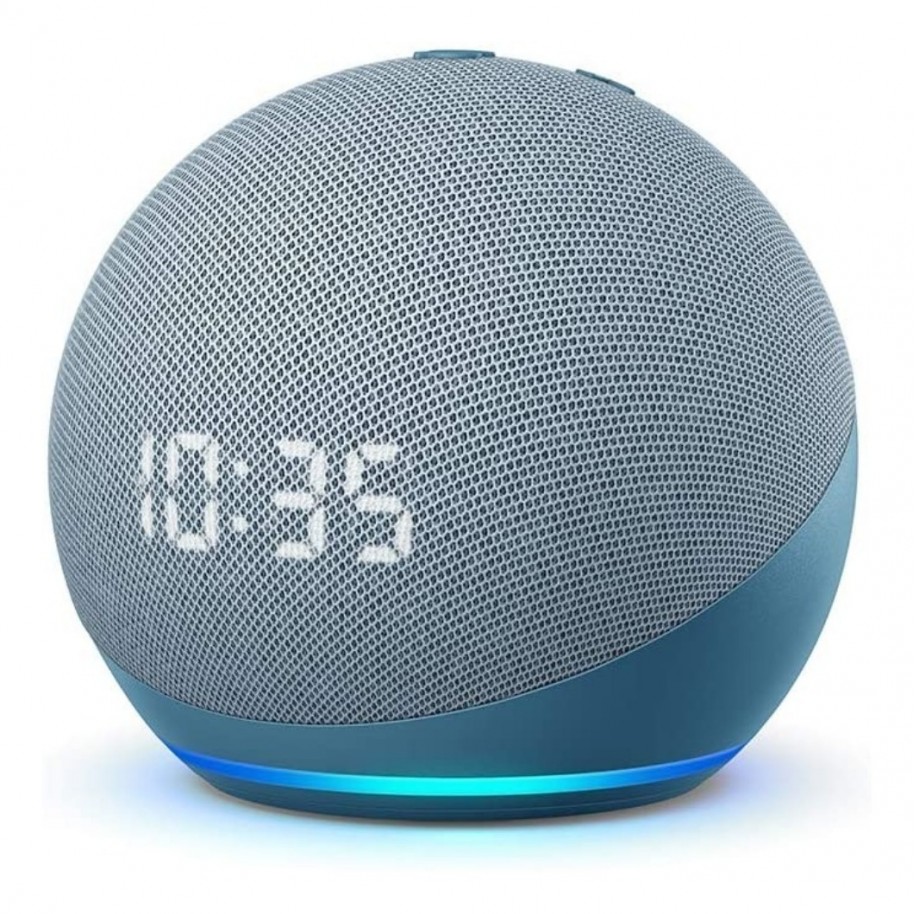 Echo Dot 4th Gen with clock Twilight blue Con asistente virtual Alexa,  pantalla integrada glacier white 110V/240V