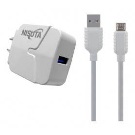 Cargador Fuente De Alimentacion Nisuta USB 2.4A Con Cable Micro USB 1mt Ns-Fu521um