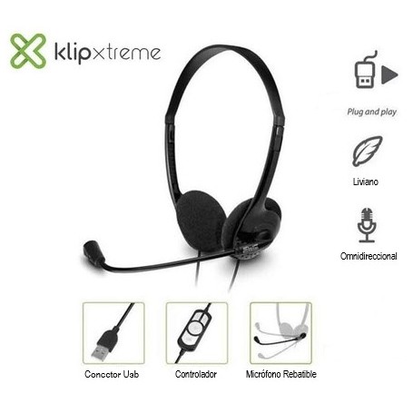 Auricular Con Microfono Para Pc Usb Headset Klipxtreme Sekual