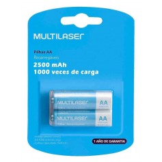 Pilas Recargables MultiLaser AA 2500Mah Blister X2