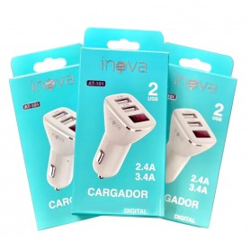 Cargador Usb 12v Para Auto Inova At-101 2 Usb Con Pantalla De Carga