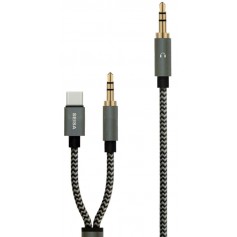 Cable Adaptador Mini Plug Auxiliar 3.5mm A Mini Plug 3.5mm Usb-C Seisa Kos-3006