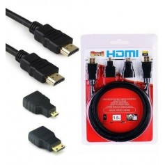 CABLE HDMI COMBO 3 EN 1 ADAPTADORES MINI Y MICRO 1.5MT